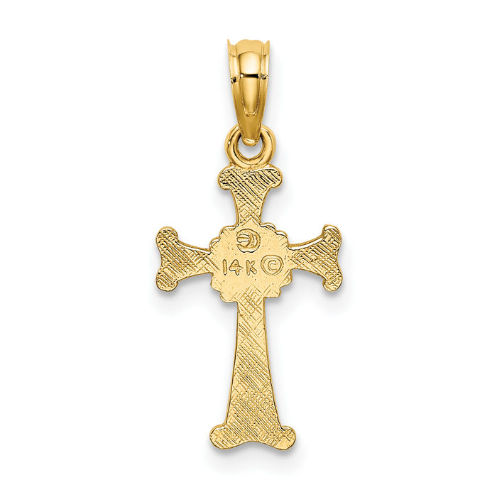 14K Solid Yellow Gold 4 Leaf Lucky Clover Shamrock Flower Heart Irish Claddagh Celtic Iona Holy Cross Necklace Religious Chain Pendant Jesus Christ Charm Jewelry