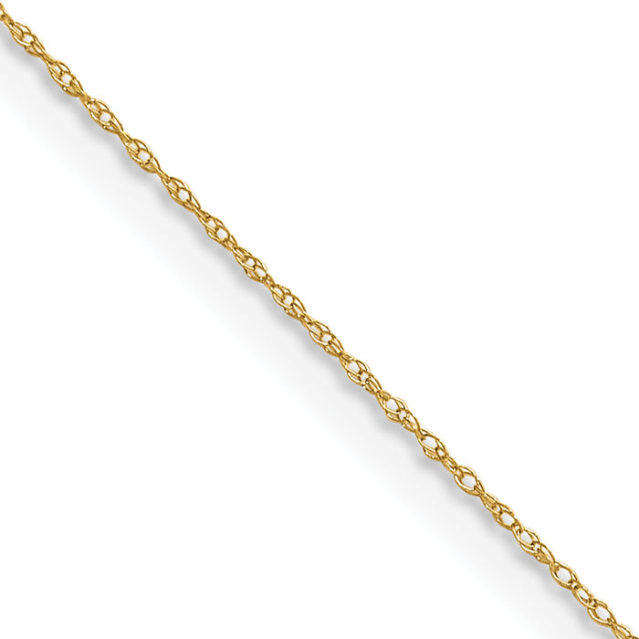 14K Solid Yellow Gold 0.4mm Cable Rope Chain Twisted Link Necklace