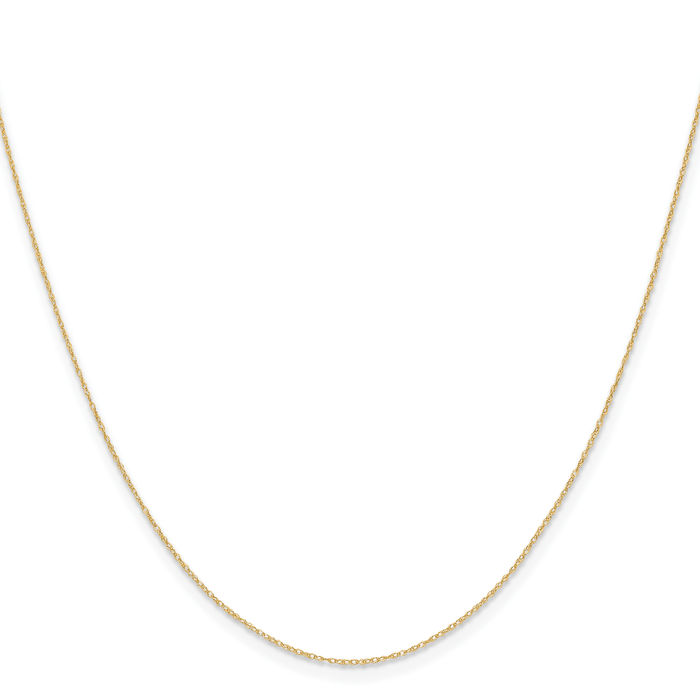 14K Solid Yellow Gold 0.4mm Cable Rope Chain Twisted Link Necklace