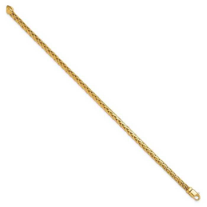 14K Solid Yellow Gold 4.4mm Edged Woven Link Chain Bracelet