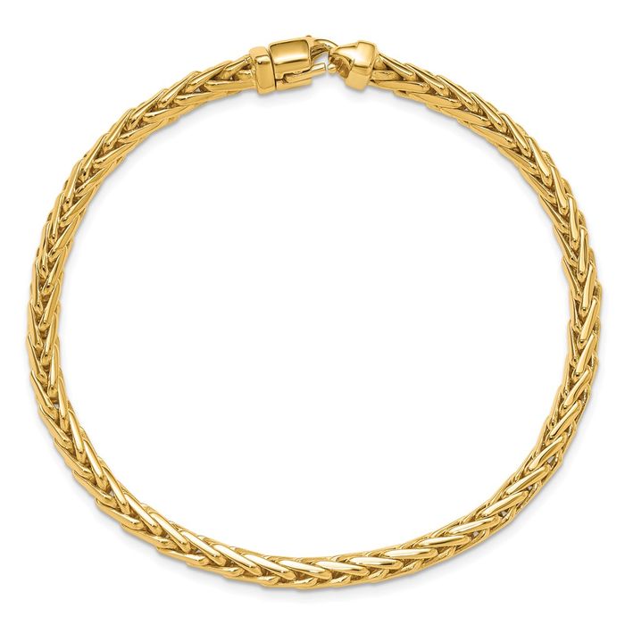 14K Solid Yellow Gold 4.4mm Edged Woven Link Chain Bracelet