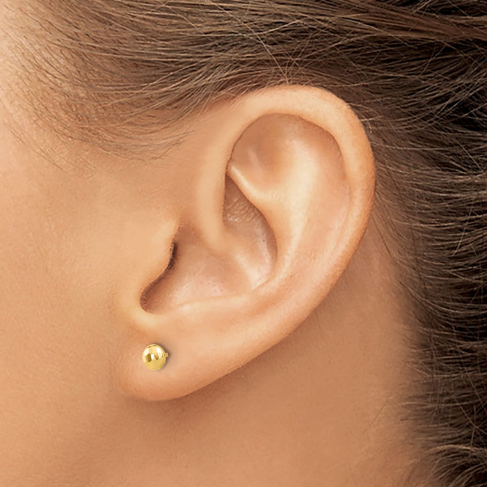 14K Solid Yellow Gold 4.5mm Button Stud Earrings