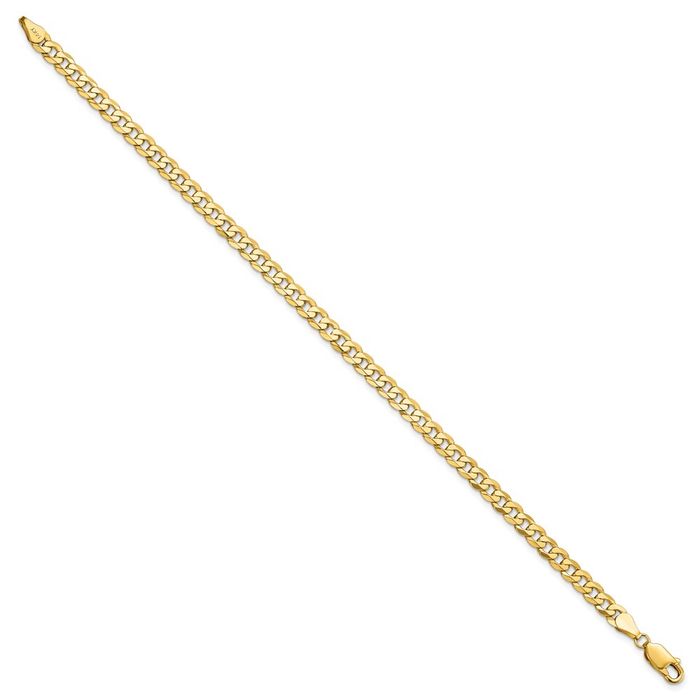 14K Solid Yellow Gold 4.5mm Curb Link Chain Bracelet