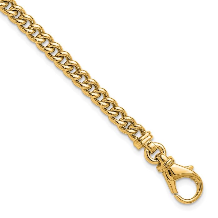 14K Solid Yellow Gold 4.5mm Curb Link Chain Bracelet