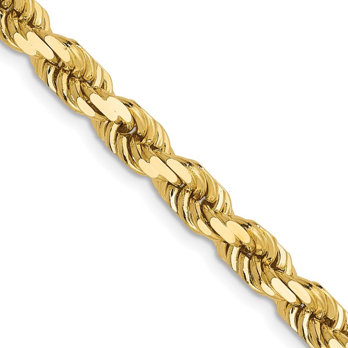 14K Solid Yellow Gold 4.5mm Rope Chain Twisted Link Necklace