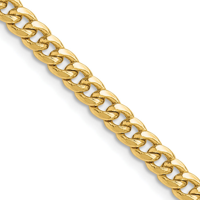 14K Solid Yellow Gold 4.5mm Miami Cuban Curb Link Chain Necklace