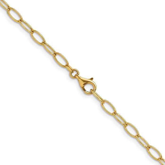 14K Solid Yellow Gold 4.5mm Oval Cable Rolo Link Chain Belcher Necklace