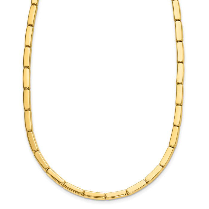 14K Solid Yellow Gold 4.5mm Rectangular Bar Link Necklace Chain