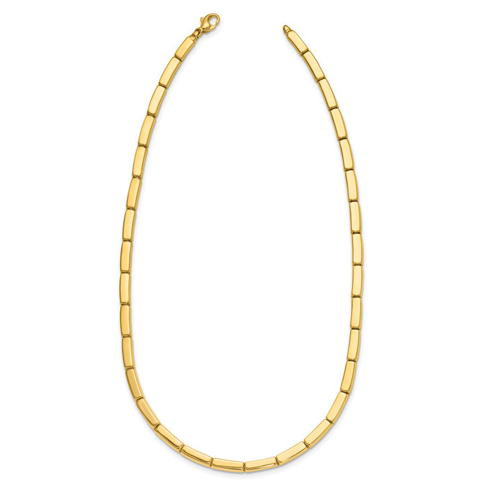 14K Solid Yellow Gold 4.5mm Rectangular Bar Link Necklace Chain