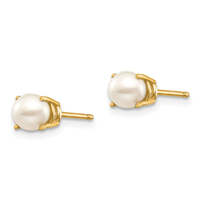 Pearl Solitaire Stud Earrings 14k Yellow Gold June store Birthstone