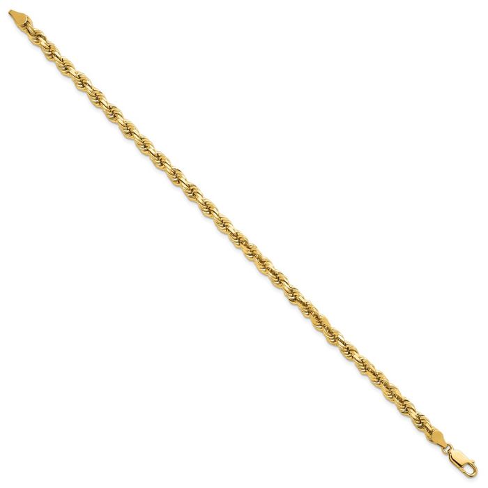 14K Solid Yellow Gold 4.6mm Rope Chain Bracelet