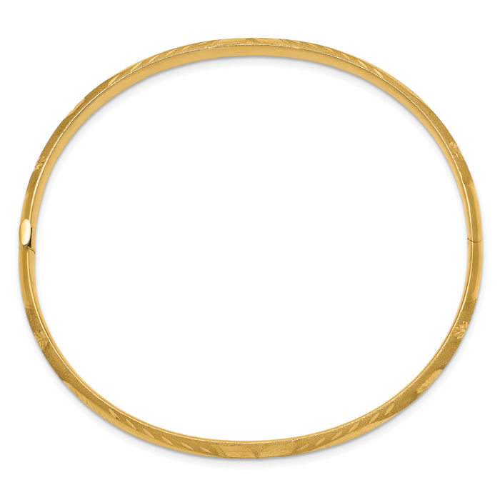 14K Solid Yellow Gold 4.75mm Florentine Bangle Bracelet