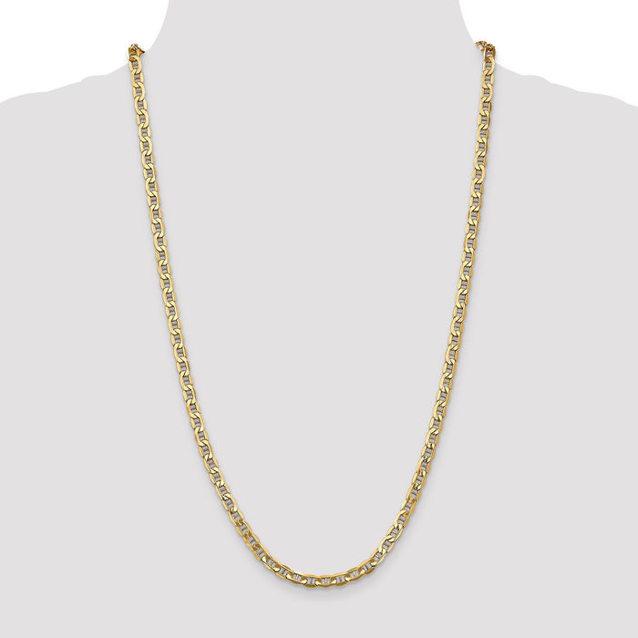 14K Solid Yellow Gold 4.75mm Anchor Mariner Link Chain Necklace