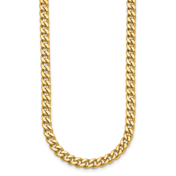 14K Solid Yellow Gold 4.7mm Curb Link Chain Necklace