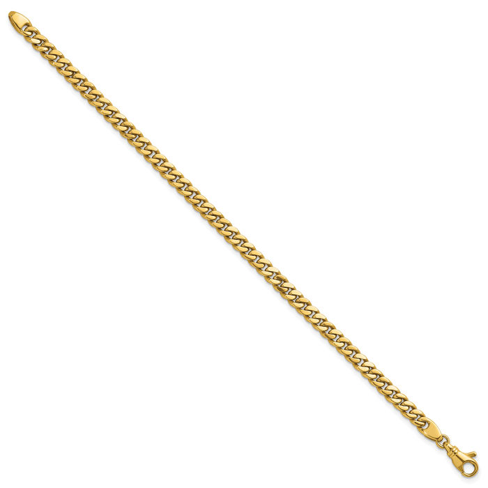 14K Solid Yellow Gold 4.7mm Curb Link Chain Bracelet