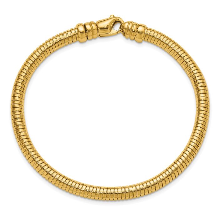 14K Solid Yellow Gold 4.8mm Cubetto Omega Snake Chain Bracelet