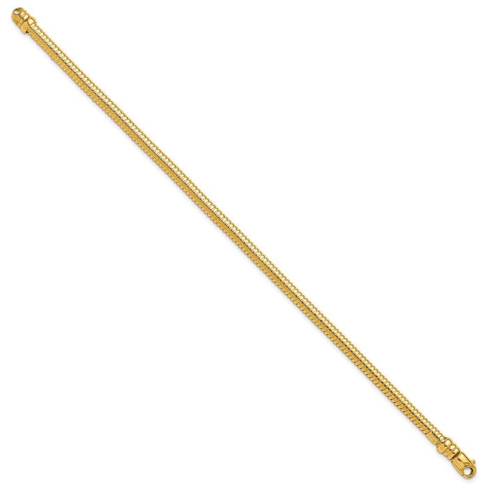 14K Solid Yellow Gold 4.8mm Cubetto Omega Snake Chain Bracelet