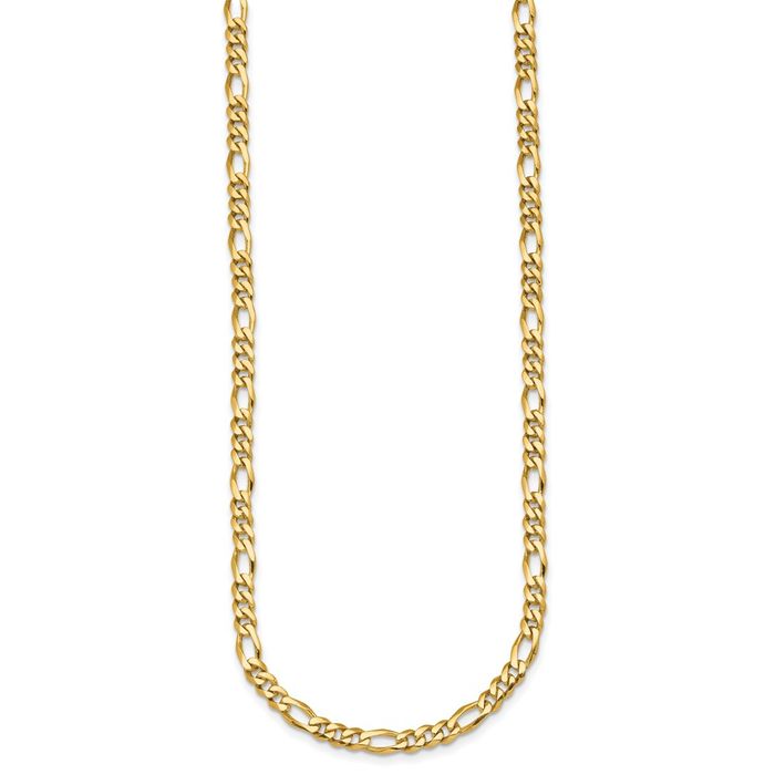 14K Solid Yellow Gold 4.8mm Figaro Link Chain Necklace