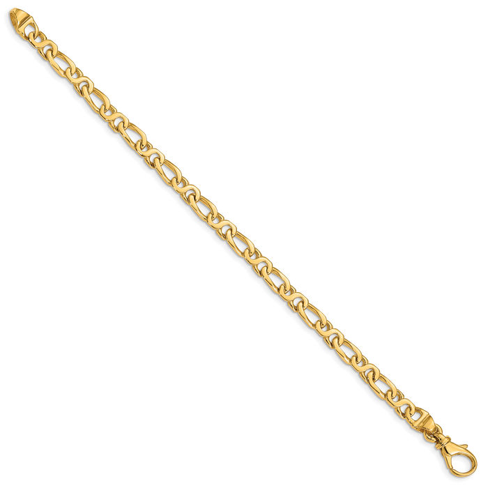 14K Solid Yellow Gold 4.8mm Link Chain Bracelet