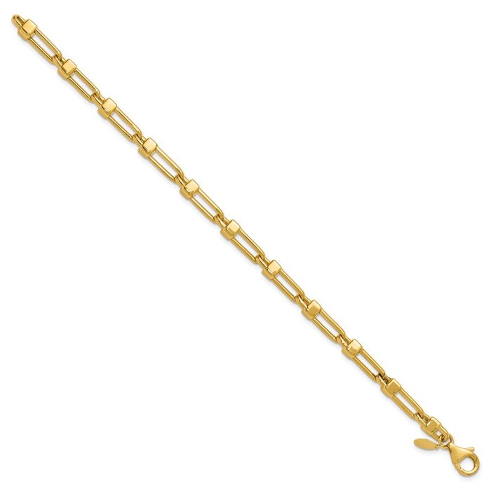 14K Solid Yellow Gold 4.9mm Link Chain Bracelet