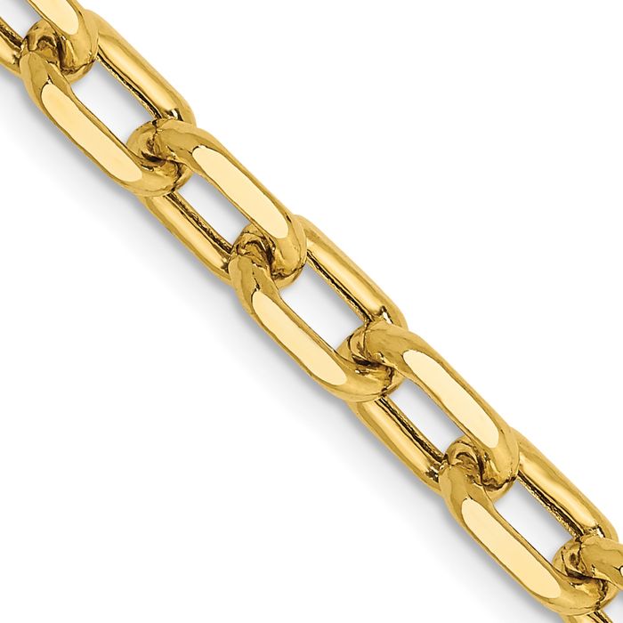 14K Solid Yellow Gold 4.9mm Cable Rolo Link Chain Belcher Necklace