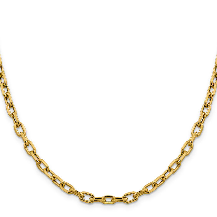 14K Solid Yellow Gold 4.9mm Cable Rolo Link Chain Belcher Necklace