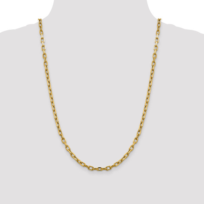 14K Solid Yellow Gold 4.9mm Cable Rolo Link Chain Belcher Necklace