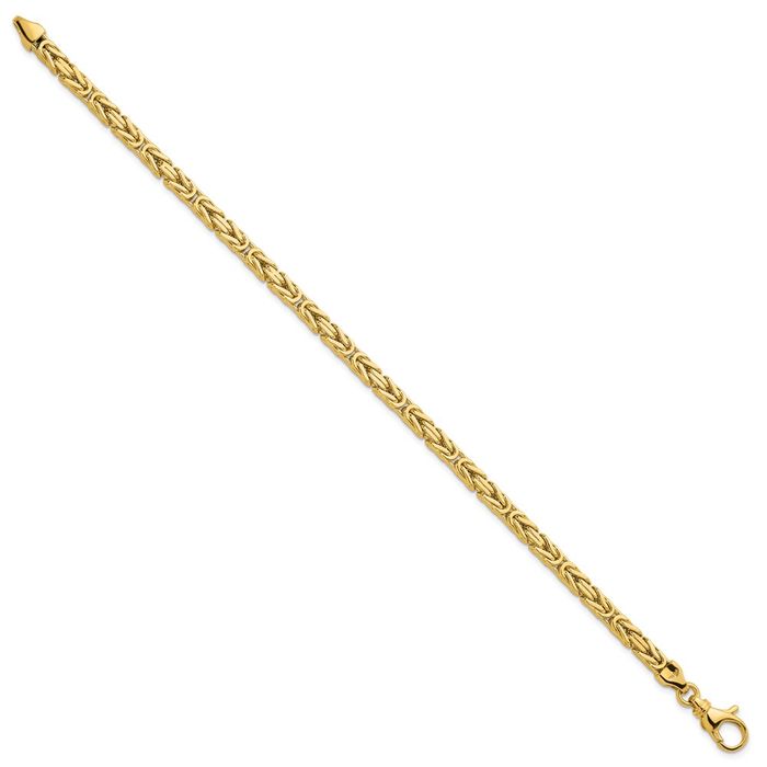 14K Solid Yellow Gold 4mm Byzantine Chain Bracelet