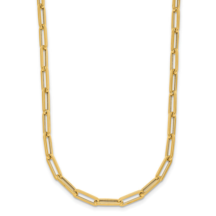 14K Solid Yellow Gold 4mm Paperclip Cable Rolo Link Chain Belcher Necklace