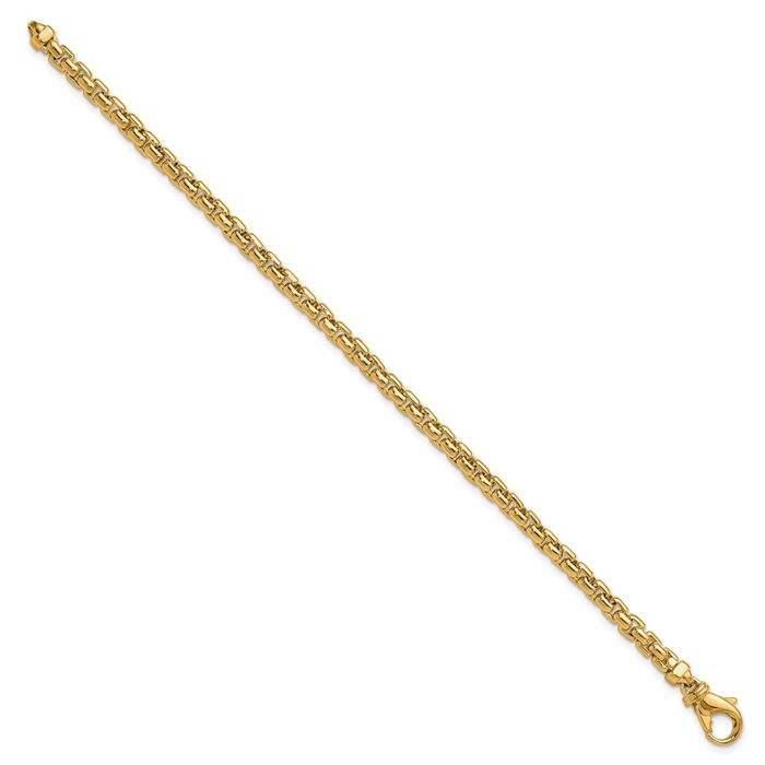 14K Solid Yellow Gold 4mm Round Box Link Chain Bracelet