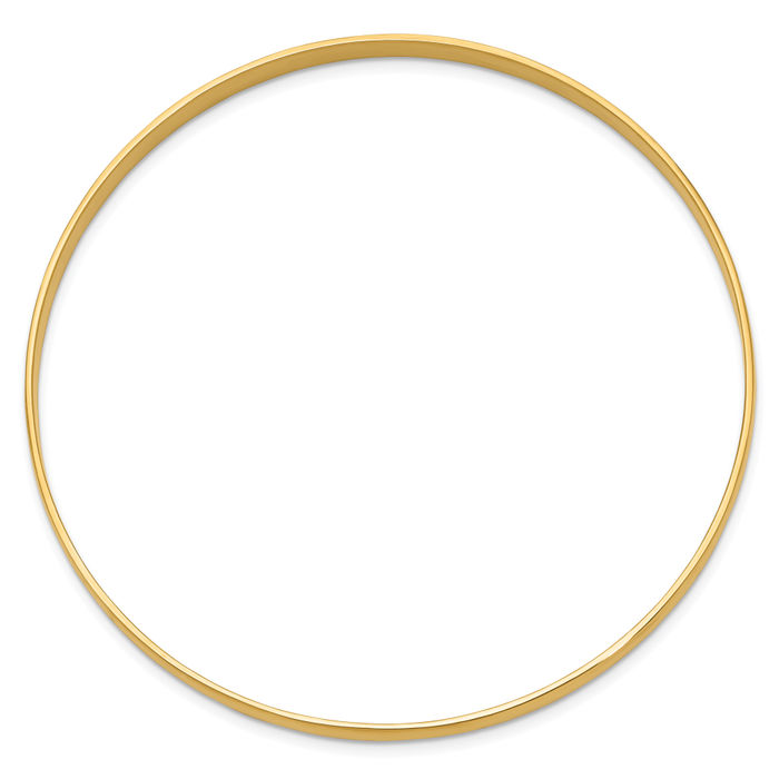 14K Solid Yellow Gold 4mm Half Round Slip On Bangle Bracelet