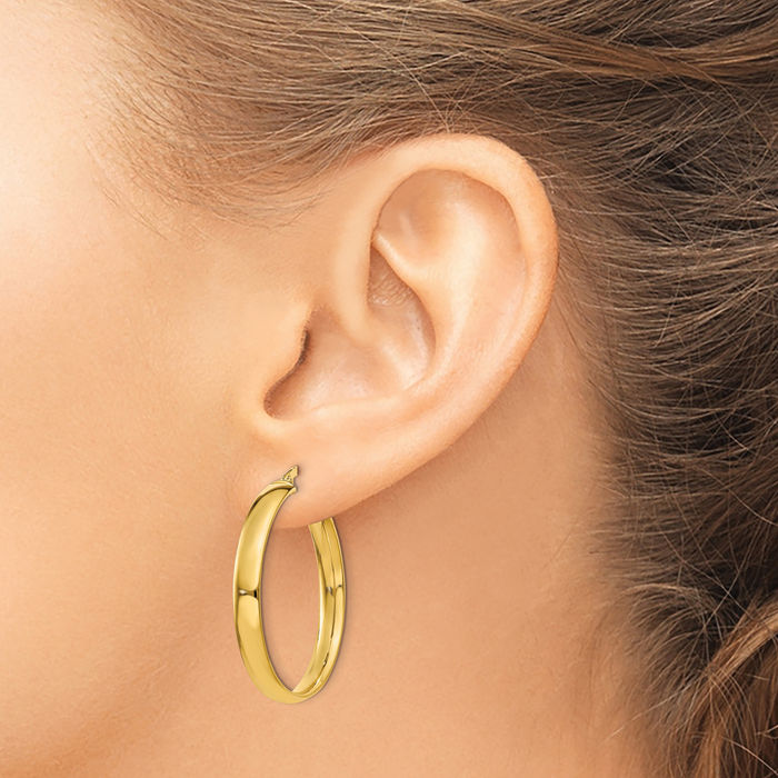 14K Solid Yellow Gold Medium Hoop Earrings