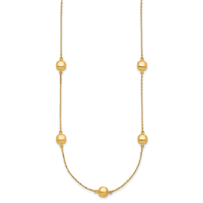 14K Solid Yellow Gold 5 Station Necklace Chain