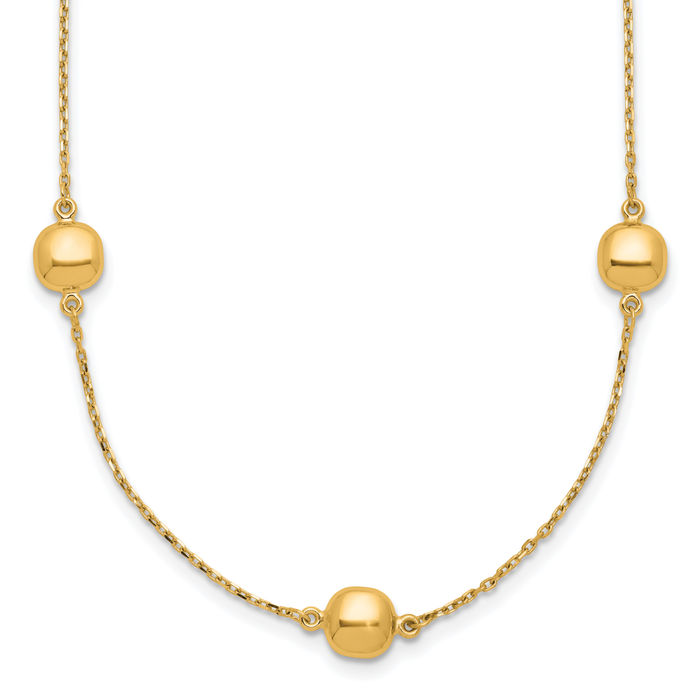 14K Solid Yellow Gold 5 Station Necklace Chain