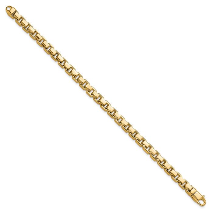 14K Solid Yellow Gold 5.25mm Box Link Chain Bracelet