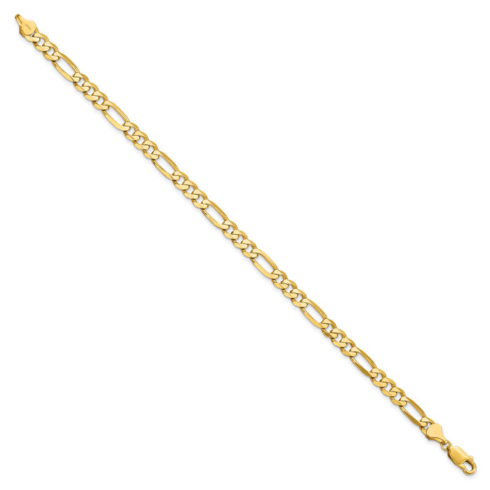 14K Solid Yellow Gold 5.50mm Figaro Link Chain Bracelet