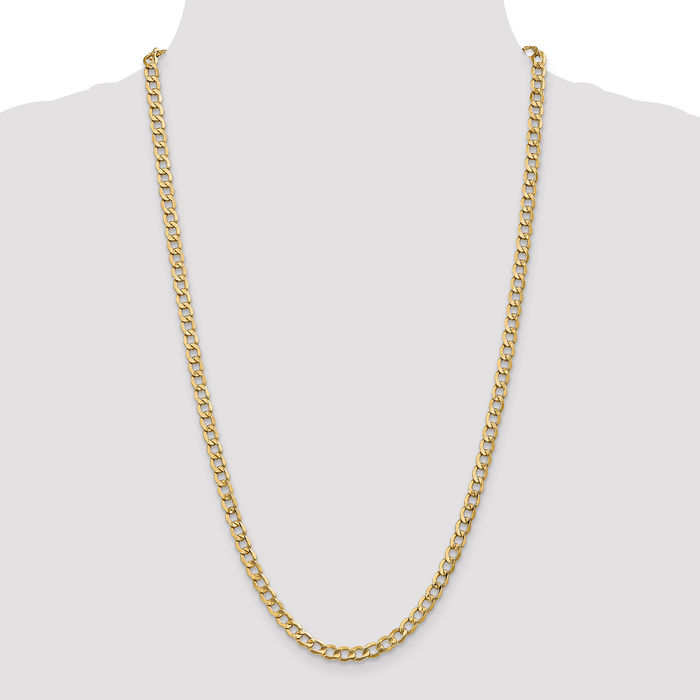 14K Solid Yellow Gold 5.25mm Curb Link Chain Necklace