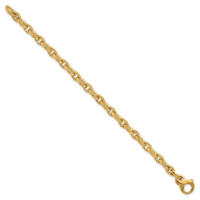 14K Solid Yellow Gold 5.2mm Navette Link Chain Bracelet