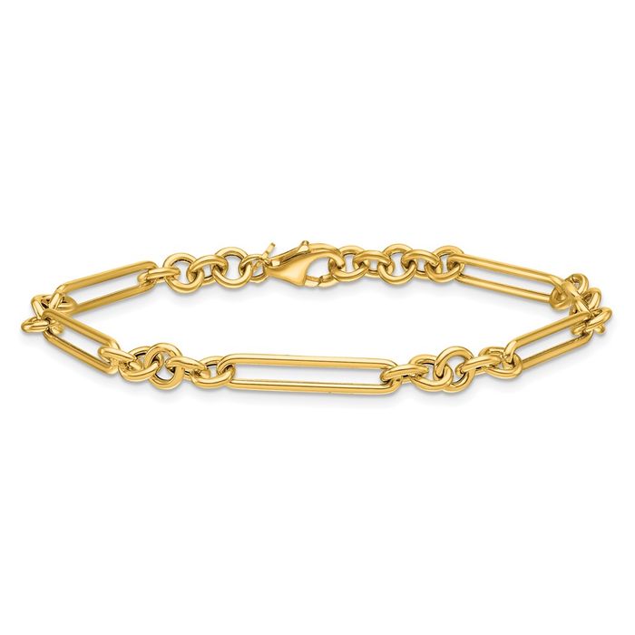 14K Solid Yellow Gold 5.3mm Link Chain Bracelet - Picture 10 of 12