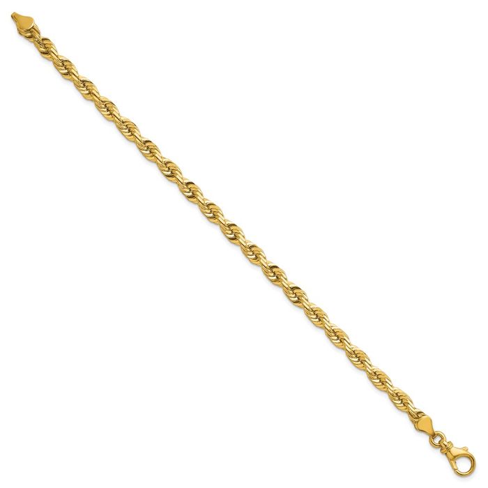 14K Solid Yellow Gold 5.3mm Rope Chain Bracelet