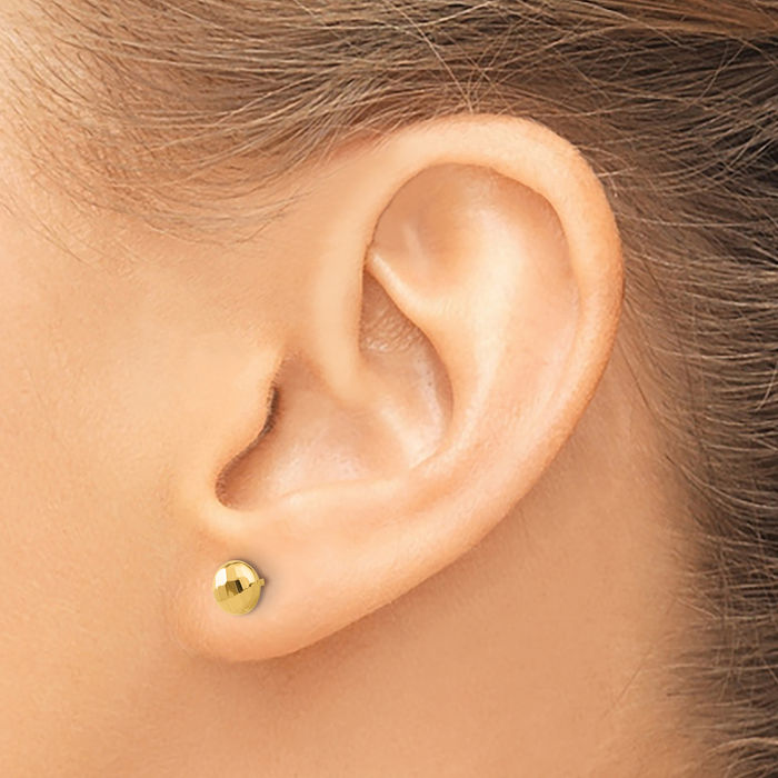 14K Solid Yellow Gold 5.5mm Button Stud Earrings