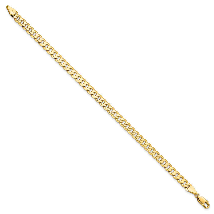 14K Solid Yellow Gold 5.75mm Curb Link Chain Bracelet