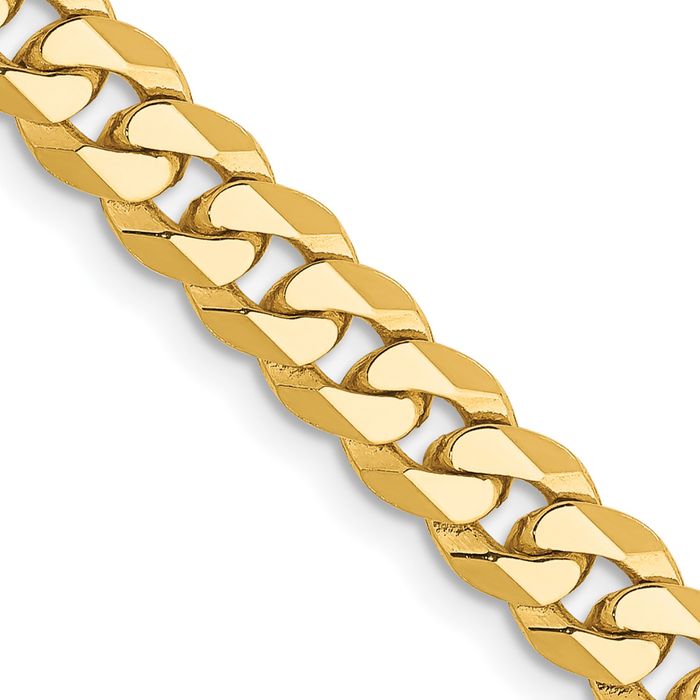 14K Solid Yellow Gold 5.75mm Curb Link Chain Necklace