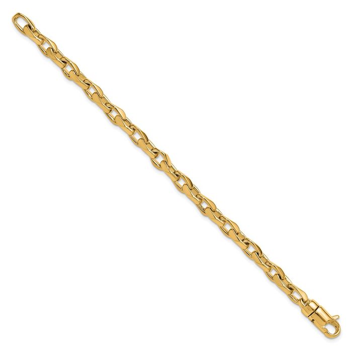 14K Solid Yellow Gold 5.75mm Link Chain Bracelet