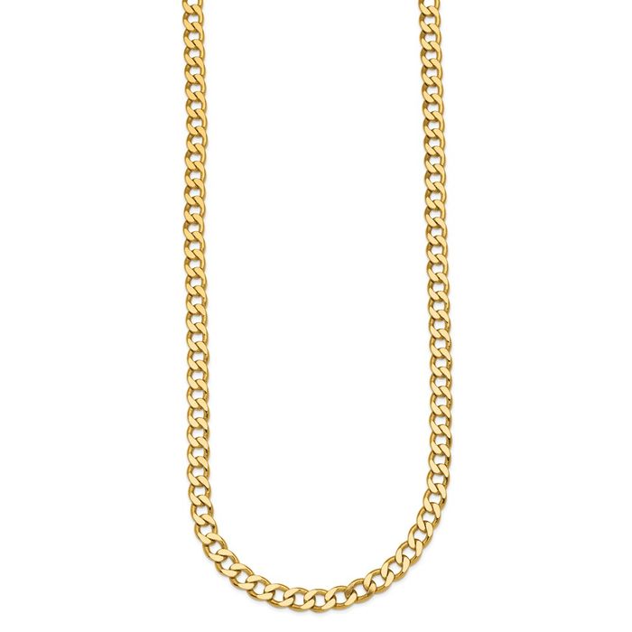 14K Solid Yellow Gold 5.7mm Curb Link Chain Necklace