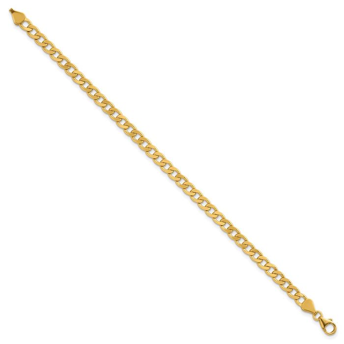 14K Solid Yellow Gold 5.7mm Curb Link Chain Bracelet