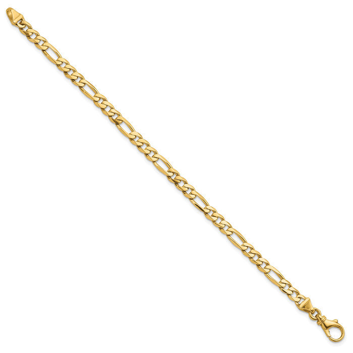 14K Solid Yellow Gold 5.8mm Figaro Link Chain Bracelet