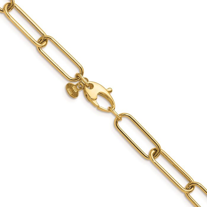 14K Solid Yellow Gold 5.9mm Paperclip Cable Rolo Link Chain Belcher Necklace