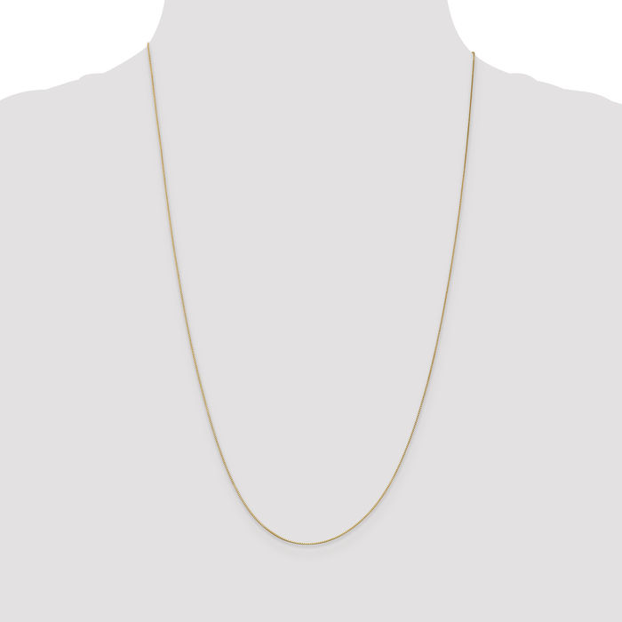 14K Solid Yellow Gold 0.5mm Box Link Chain Necklace