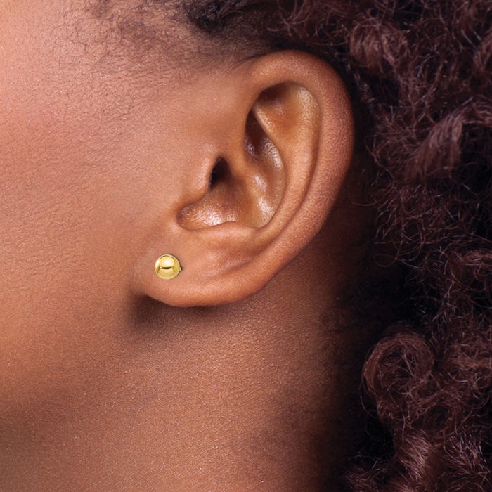 14K Solid Yellow Gold 5mm Ball Stud Earrings